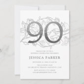 Elegant zilver wit 90ste verjaardag kaart (Voorkant)