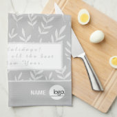 ELEGANT ZILVER WIT BLADBLAD FEESTDAGEN LOGO THEEDOEK (Quarter Fold)