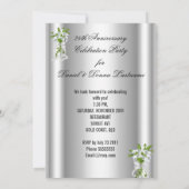 Elegant Zilver Wit Bloem 25-jarig Jubileumfeest Kaart (Achterkant)