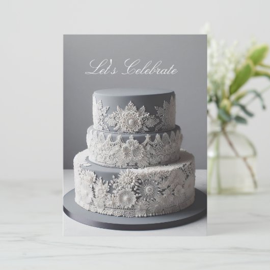 ELEGANT ZILVER & WIT JUBILEUM KAART (Staand voorkant)