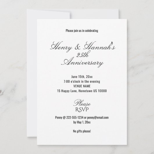 ELEGANT ZILVER & WIT JUBILEUM KAART (Achterkant)