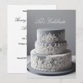 ELEGANT ZILVER & WIT JUBILEUM KAART (Voorkant / Achterkant)