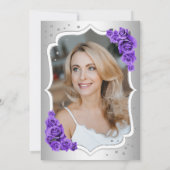Elegant zilver wit Paarse foto 50e verjaardag Kaart (Achterkant)
