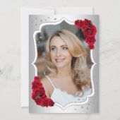 Elegant zilver wit rood foto 50e verjaardag kaart (Achterkant)