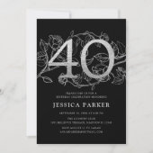 Elegant zilver zwart 40e verjaardag kaart (Voorkant)