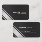 Elegant Zilver Zwart Getextureerde Professionele C Visitekaartje (Voorkant / Achterkant)