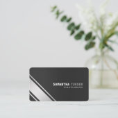 Elegant Zilver Zwart Getextureerde Professionele C Visitekaartje (Staand voorkant)
