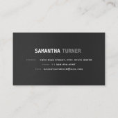 Elegant Zilver Zwart Professioneel Aangepast Monog Visitekaartje (Achterkant)