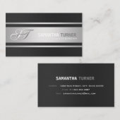 Elegant Zilver Zwart Professioneel Aangepast Monog Visitekaartje (Voorkant / Achterkant)