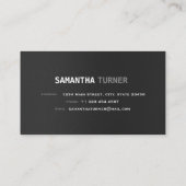 Elegant Zilver Zwart Professioneel Aangepast Monog Visitekaartje (Achterkant)