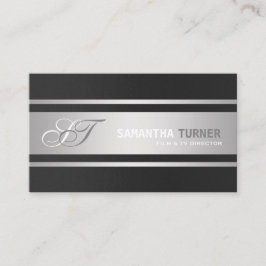 Elegant Zilver Zwart Professioneel Aangepast Monog Visitekaartje