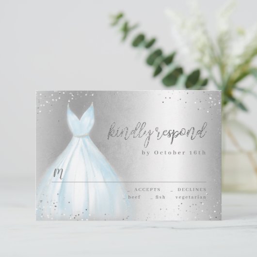 Elegant zilverblauw jurk quinceañera RSVP (Staand voorkant)