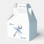 Elegant Zilverblauw Rattle Bow Baby shower Bedankdoosjes (Achterkant)