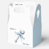 Elegant Zilverblauw Rattle Bow Baby shower Bedankdoosjes (Geopend)