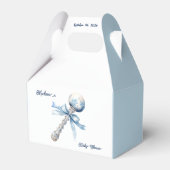 Elegant Zilverblauw Rattle Bow Baby shower Bedankdoosjes (Voorkant Zijde)