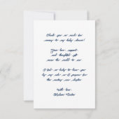 Elegant Zilverblauw Rattle Bow Baby shower Bedankkaart (Achterkant)