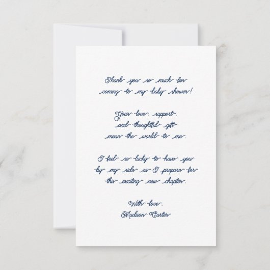 Elegant Zilverblauw Rattle Bow Baby shower Bedankkaart (Achterkant)