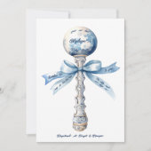 Elegant Zilverblauw Rattle Bow Baby shower Kaart (Voorkant)