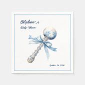 Elegant Zilverblauw Rattle Bow Baby shower Servet (Voorkant)