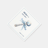 Elegant Zilverblauw Rattle Bow Baby shower Servet (Hoek)