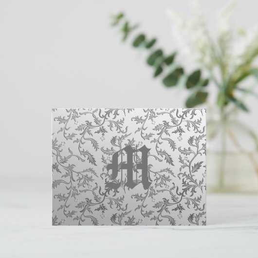 Elegant zilverbrocade briefkaart (Staand voorkant)
