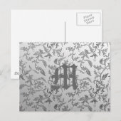 Elegant zilverbrocade briefkaart (Voorkant / Achterkant)