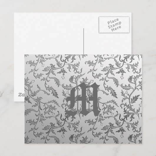 Elegant zilverbrocade briefkaart (Voorkant / Achterkant)