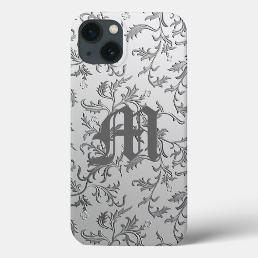 Elegant zilverbrocade Case-Mate iPhone case (Achterkant)