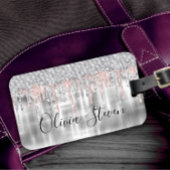 Elegant zilverdruppelglitter monogram bagage t la bagagelabel