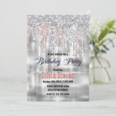 Elegant zilverdruppelglittermonogram kaart (Staand voorkant)