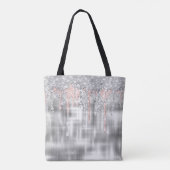 Elegant zilverdruppelglittermonogram tote bag (Achterkant)