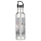 Elegant zilverdruppelglittermonogram waterfles (Achterkant)