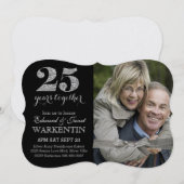 Elegant Zilveren 25e Hochfeest met foto Kaart (Voorkant / Achterkant)