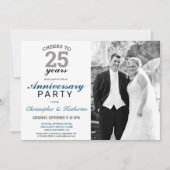 Elegant Zilveren 25e Hochzeitstag Kaart (Voorkant)
