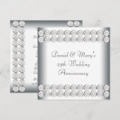 Elegant Zilveren 25e Huwelijksjubileum Kaart (Voorkant / Achterkant)