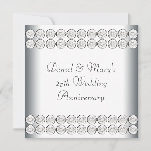 Elegant Zilveren 25e Huwelijksjubileum Kaart (Voorkant)