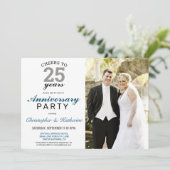 Elegant Zilveren 25e Huwelijksjubileum Kaart (Staand voorkant)