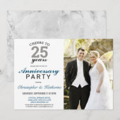 Elegant Zilveren 25e Huwelijksjubileum Kaart (Voorkant / Achterkant)