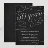 Elegant zilveren 50ste verjaardagsfeestje kaart (Voorkant / Achterkant)