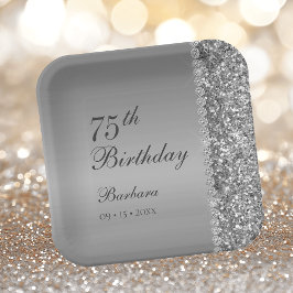 Elegant Zilveren 75e Verjaardag Papieren Bordje