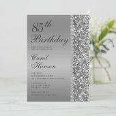 Elegant zilveren 85ste verjaardagsfeest kaart (Staand voorkant)