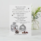 Elegant Zilveren Bedrijf Kerstmis Partij Uitnodigi Kaart (Staand voorkant)