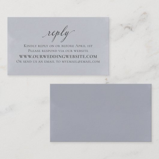 Elegant Zilveren Blauw Bruiloft Details Waterverf Informatiekaartje (Voorkant / Achterkant)