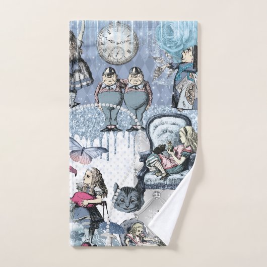 Elegant Zilveren Blauw IJs Alice in Wonderland Bad Handdoek (Handdoek)