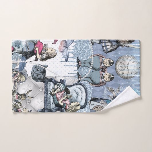 Elegant Zilveren Blauw IJs Alice in Wonderland Bad Handdoek (Handdoek)