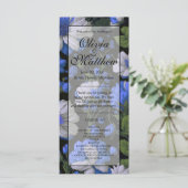 Elegant zilveren blauw wit elegante retro bloemen (Staand voorkant)