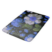 Elegant zilveren blauw wit elegante retro bloemen badmat (Gekanteld)