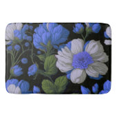 Elegant zilveren blauw wit elegante retro bloemen badmat (Voorkant)