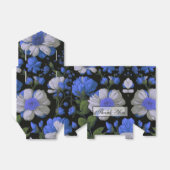 Elegant zilveren blauw wit elegante retro bloemen bedankdoosjes (Uitgevouwen)