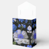 Elegant zilveren blauw wit elegante retro bloemen bedankdoosjes (Geopend)